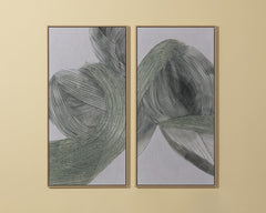 Bloom And Flow (Set Of 2) - 30" X 60" - Natural Floater Frame