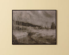 Antique Landscape - 50" X 35" - Dark Brown Floater Frame