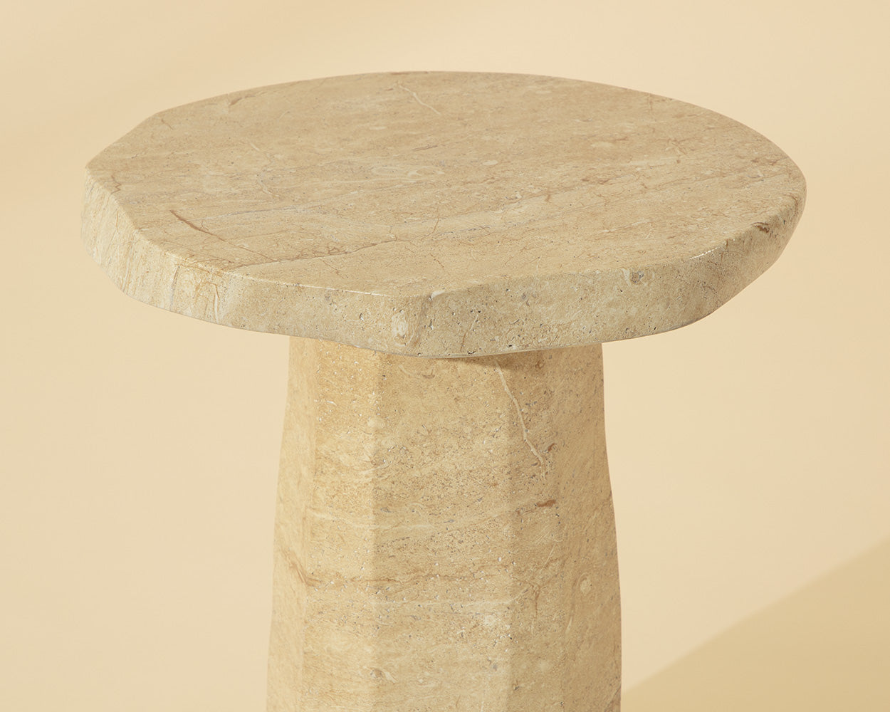Baldur End Table - Travertine Look