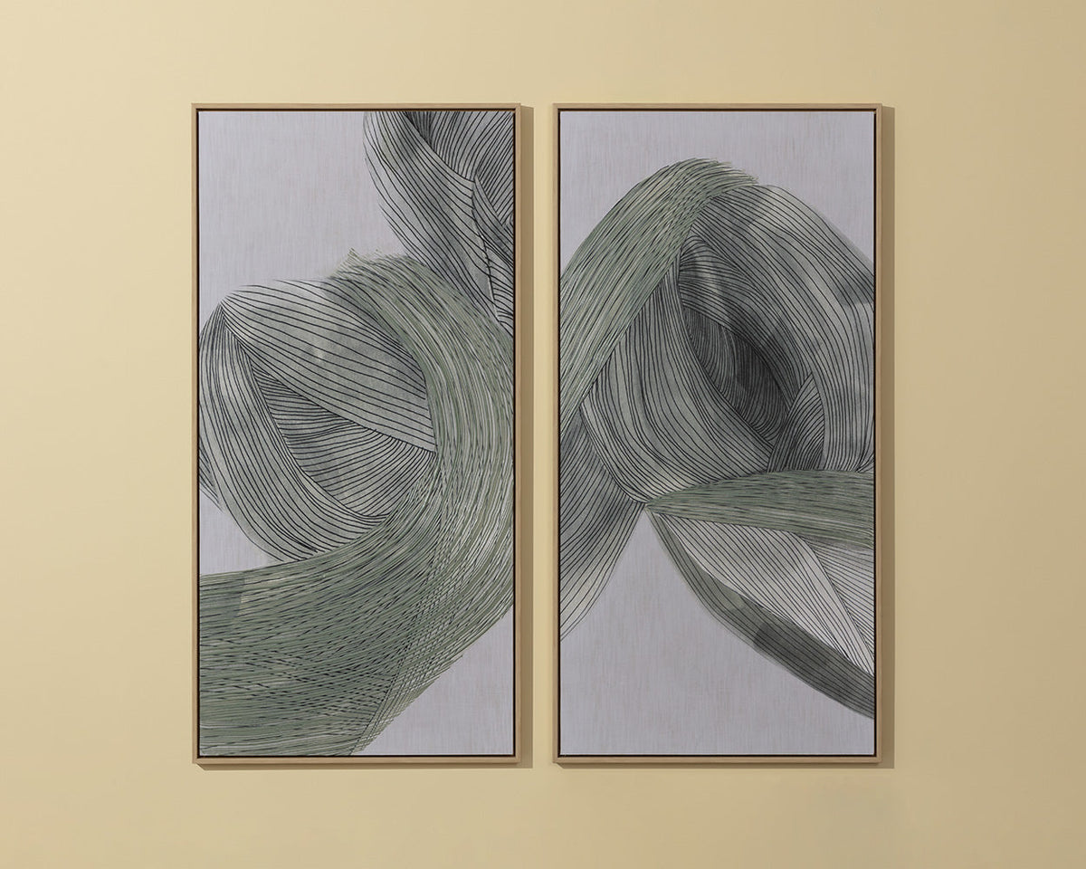 Bloom And Flow (Set Of 2) - 30" X 60" - Natural Floater Frame