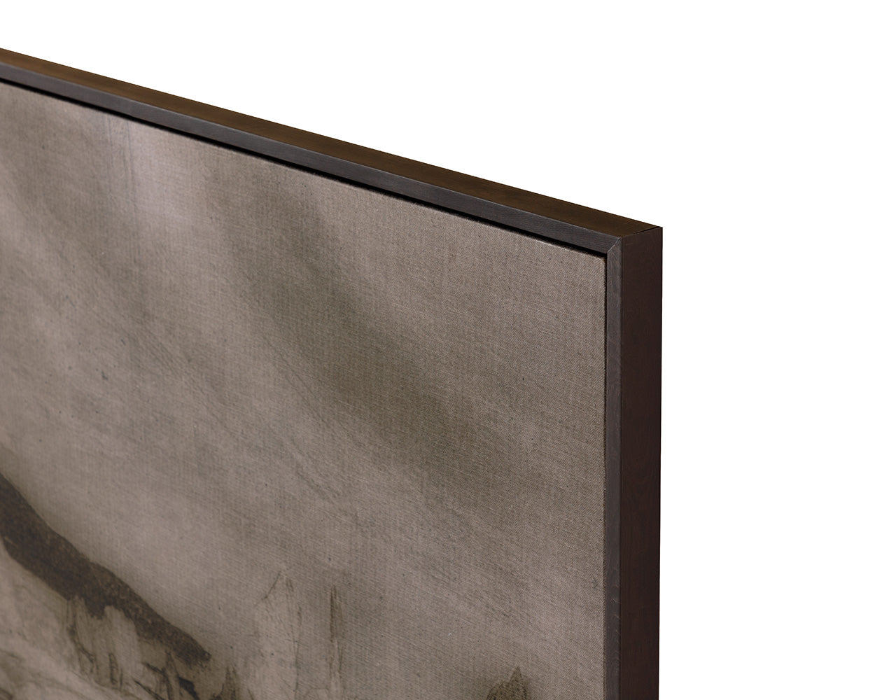 Antique Landscape - 50" X 35" - Dark Brown Floater Frame