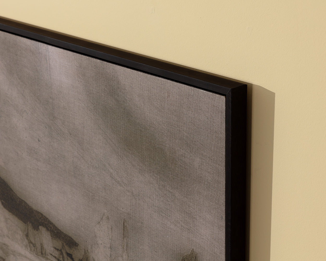 Antique Landscape - 50" X 35" - Dark Brown Floater Frame