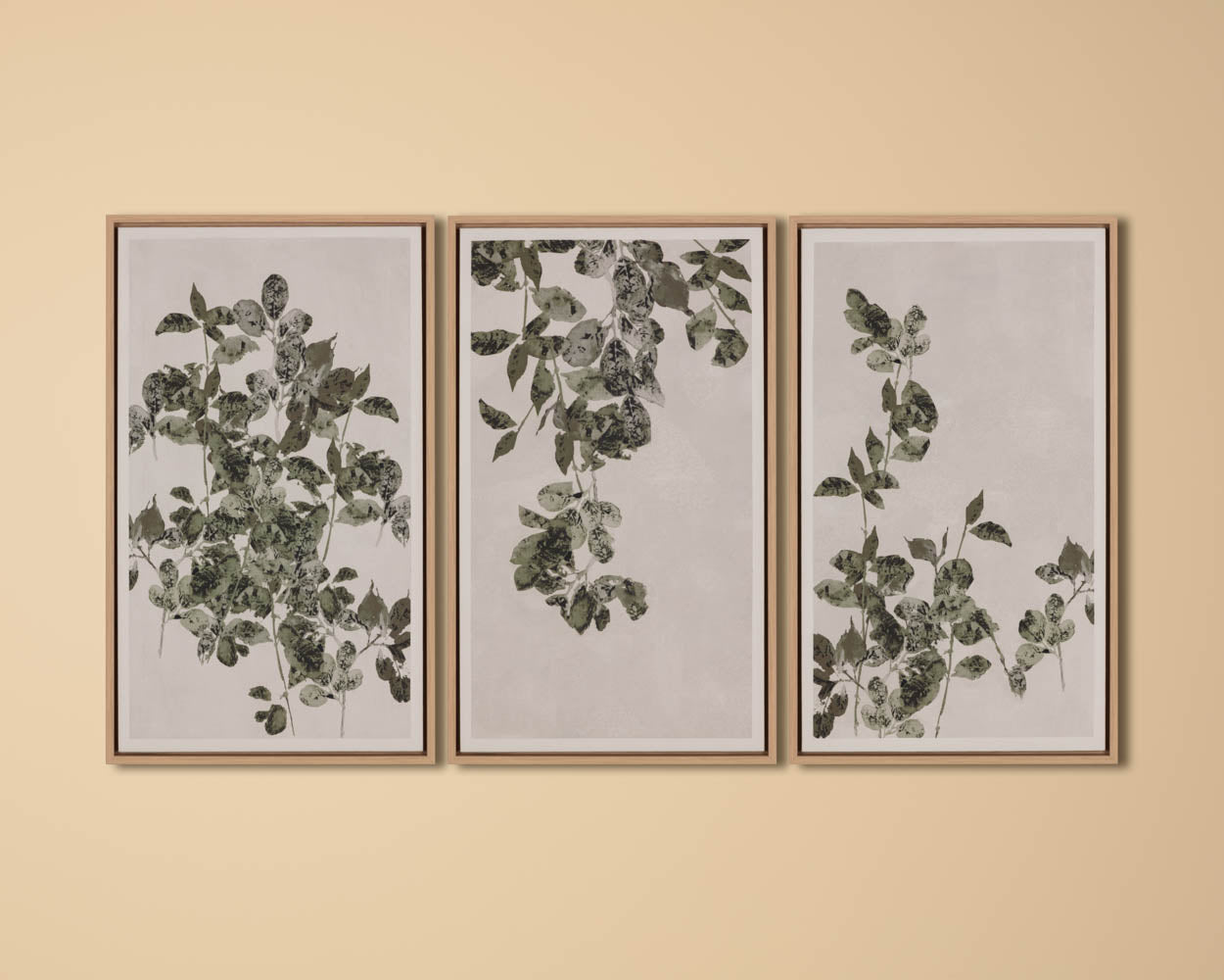 Botanical Study III - 18.5" X 31" - Natural Floater Frame